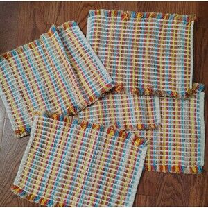 5 Sandstone Striped Straw Wool Woven Placemats Southwestern Country